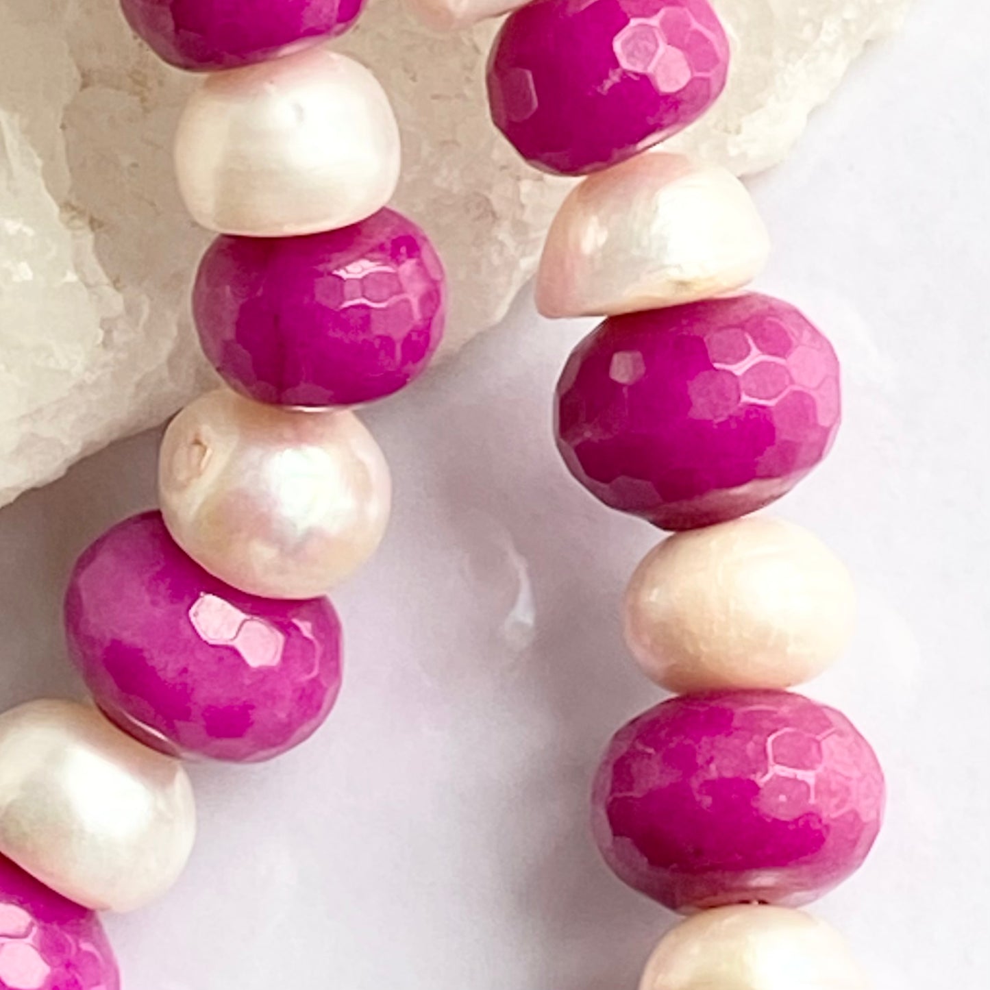 Vintage 925 Glass and Cultivated Pearl Necklace