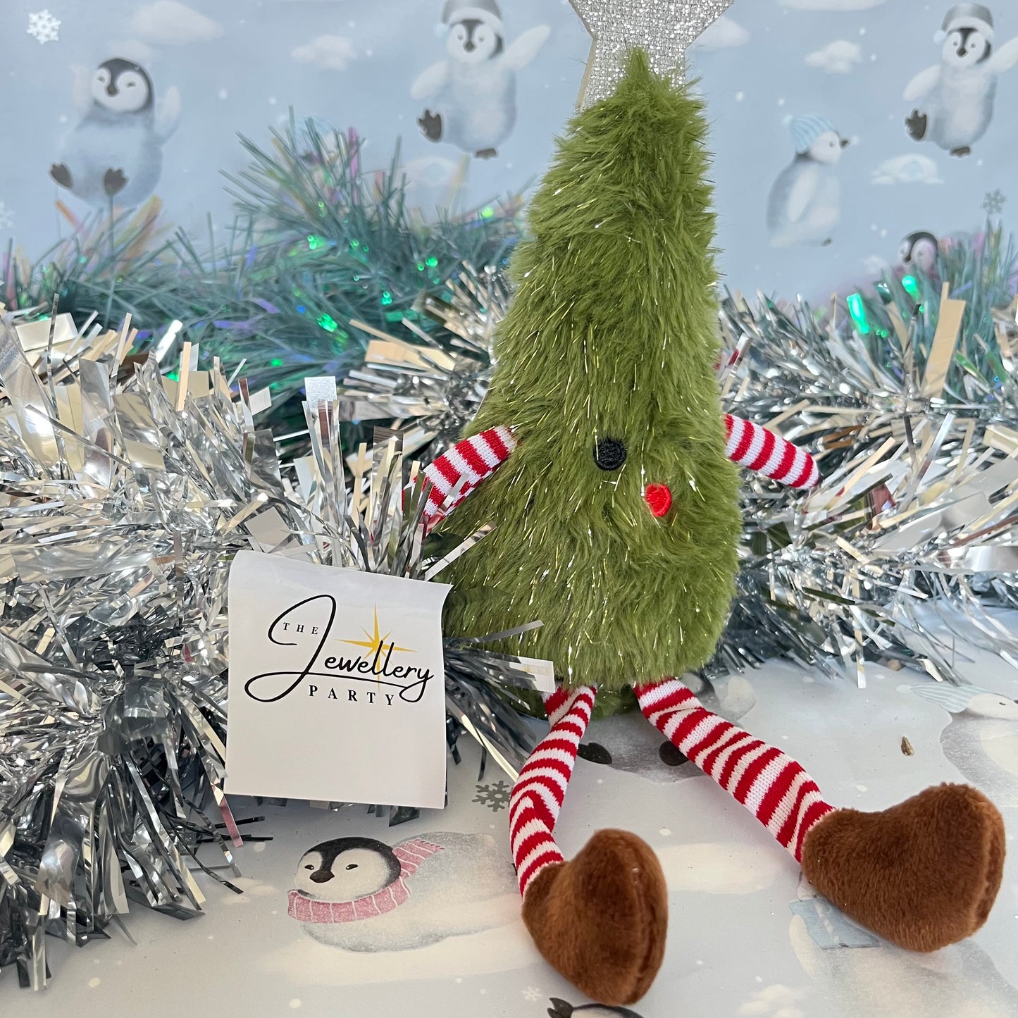 Gisela Graham Christmas Tree Man Shelf Sitter featuring a fluffy green tree body.