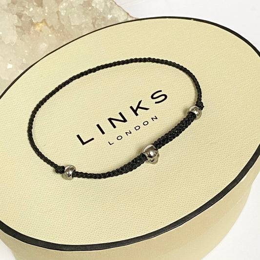 Links of London Mini Black Oxidised Skull Cord Bracelet