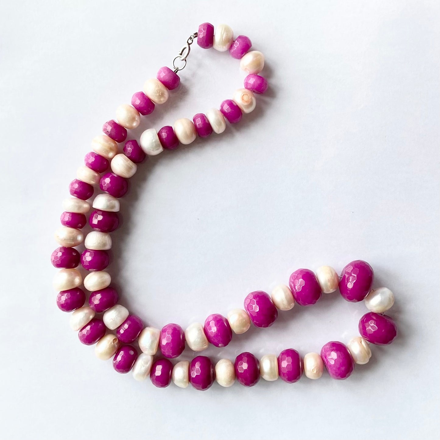 Vintage 925 Glass and Cultivated Pearl Necklace