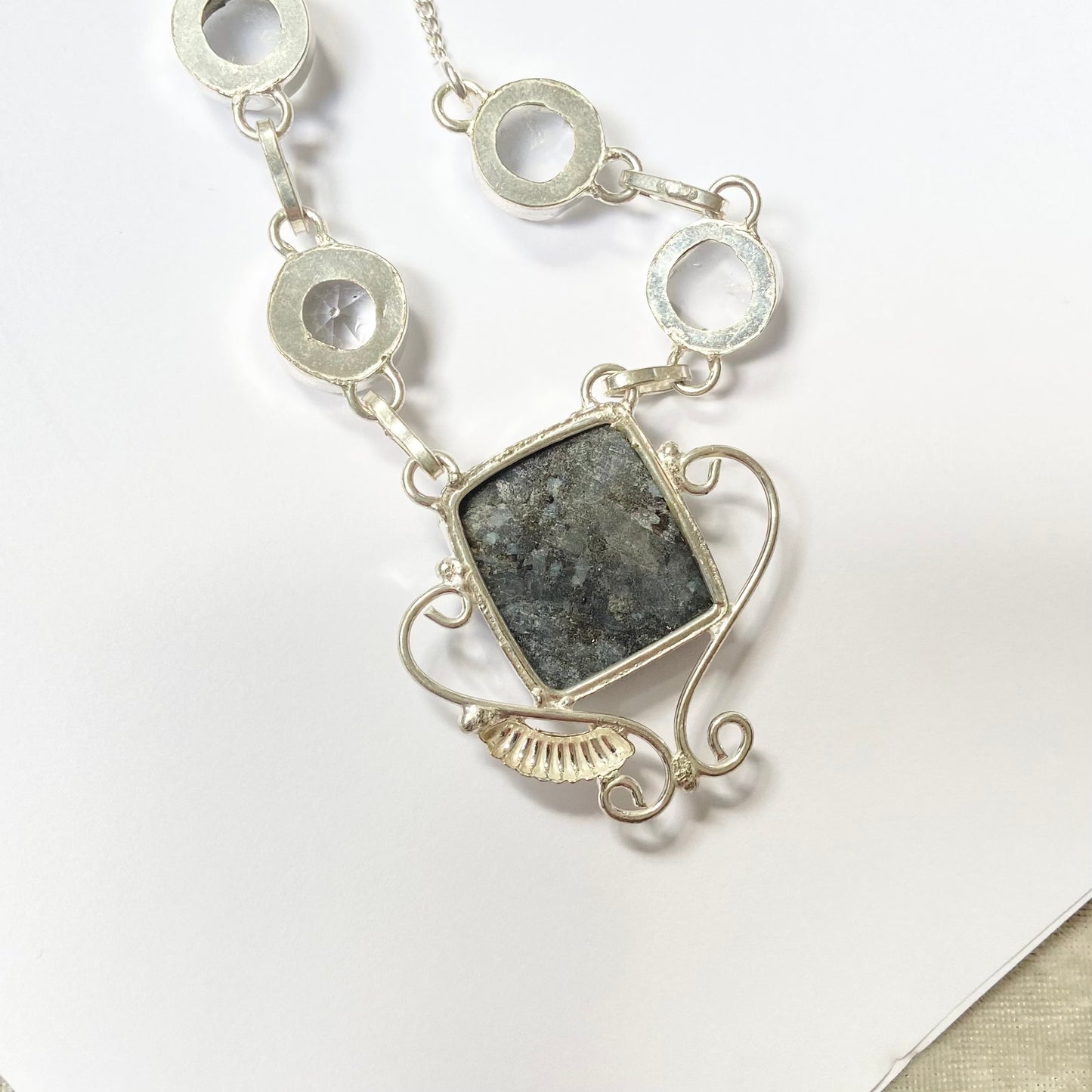 Mystic Merlinite and Clear Topaz Gemstone Necklace