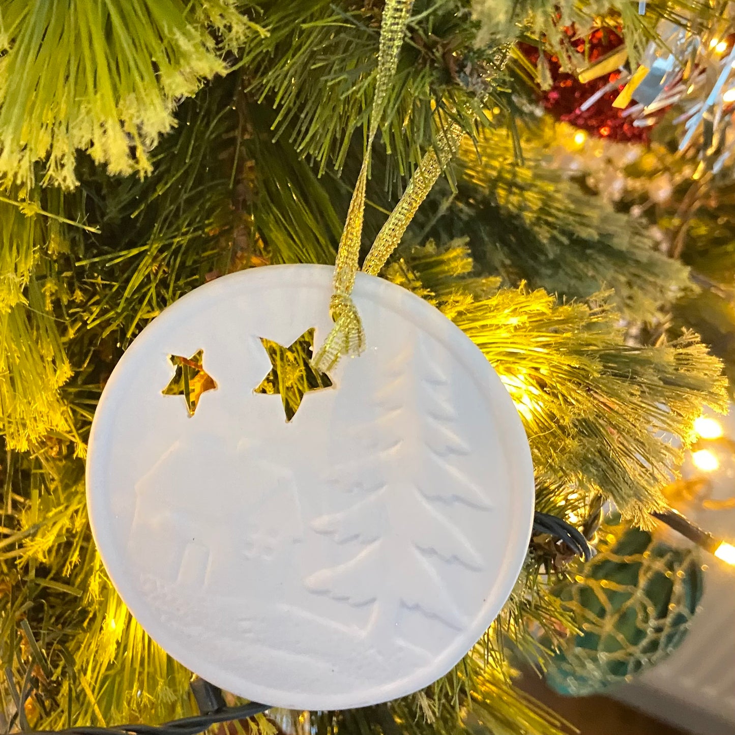 Ceramic Disk Festive, Christmas Ornament