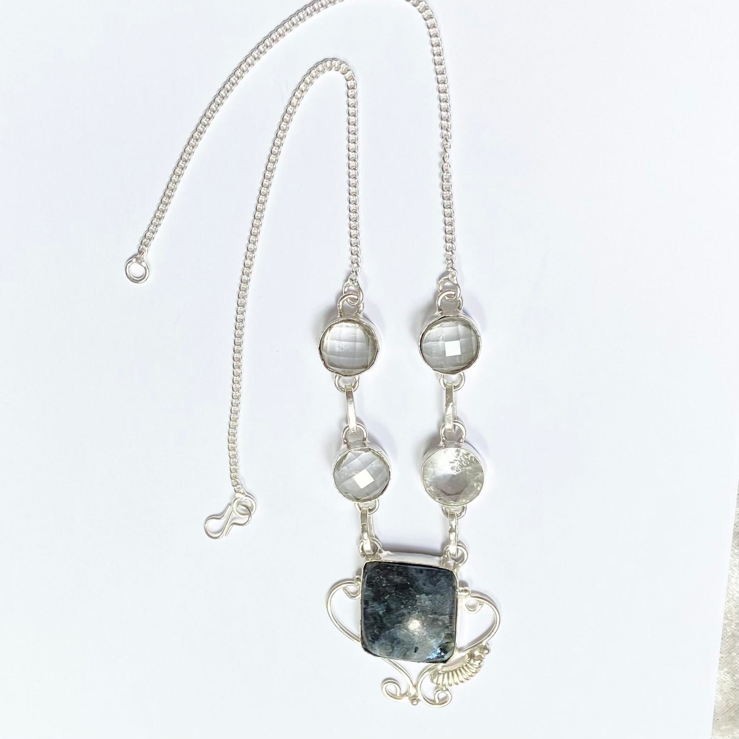 Mystic Merlinite and Clear Topaz Gemstone Necklace