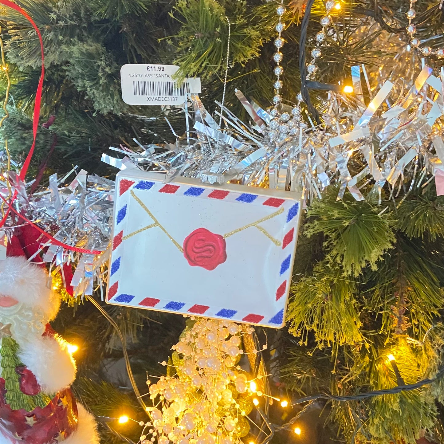 Santa Claus Christmas Glass Ornament Decoration Letter to Santa