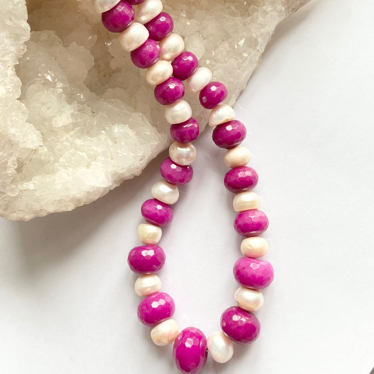 Vintage 925 Glass and Cultivated Pearl Necklace