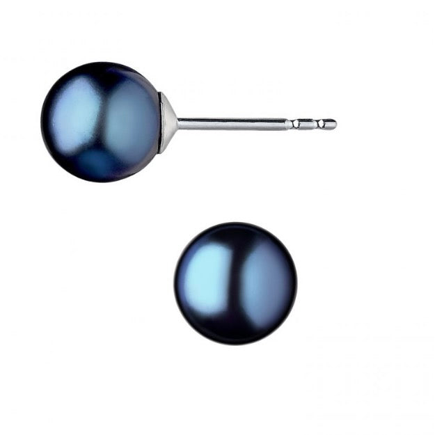 Large Black Pearl Links of London Silver Earrings