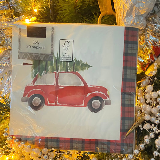 Car with a Christmas Tree Napkins
