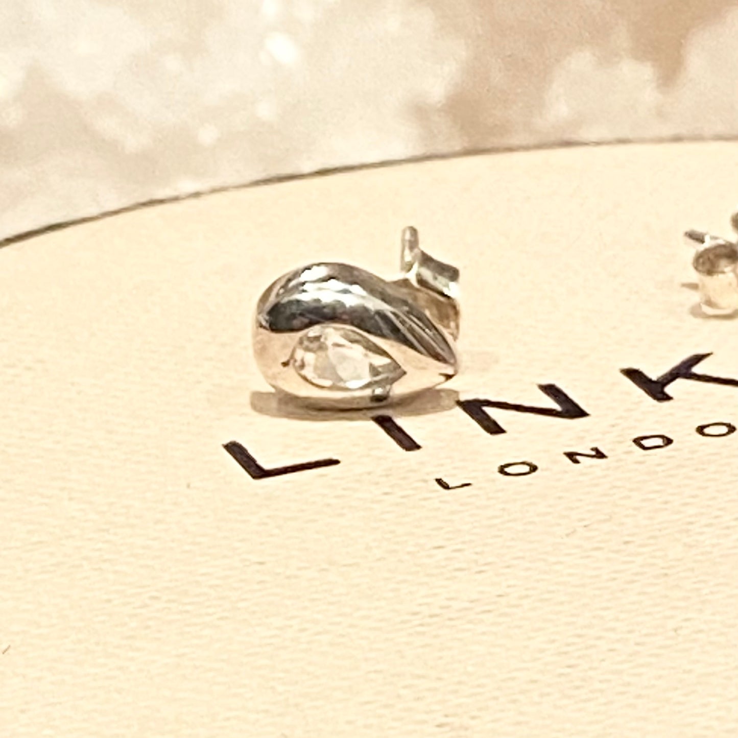 Links of London Sterling Silver Tear Drop Earrings with clear Topaz Stone