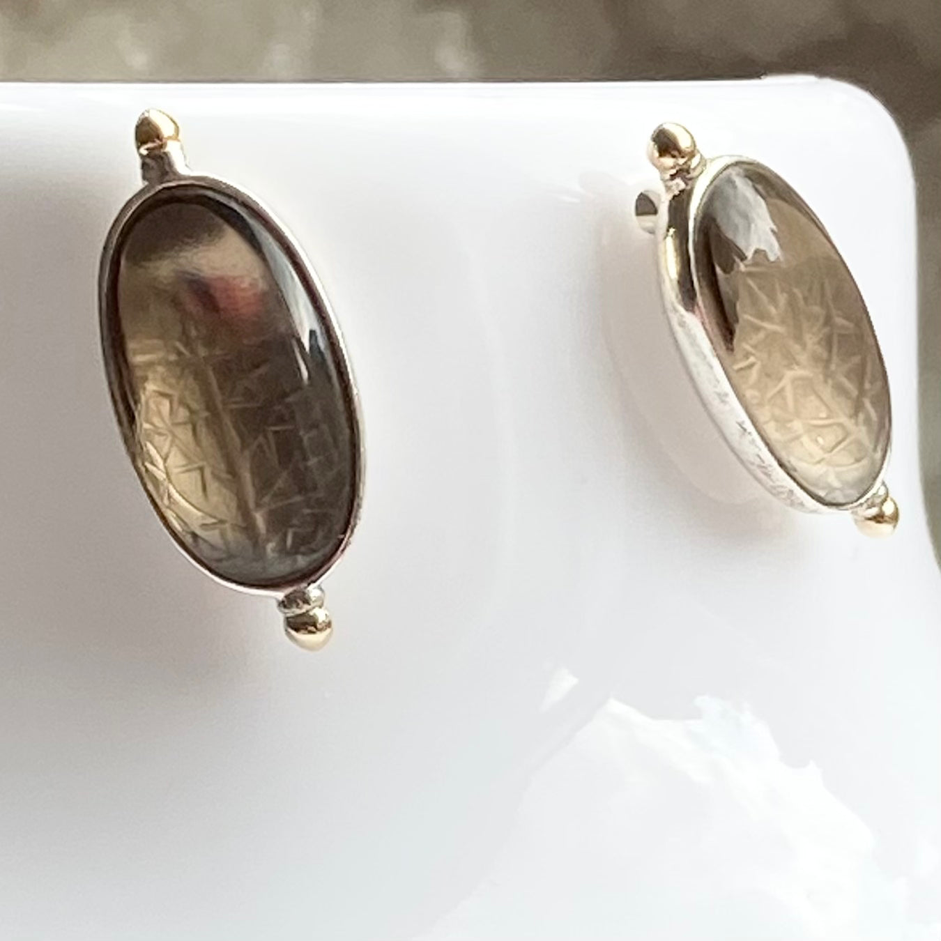 Links of London ANTHOLOGY earrings smokey quartz studs sterling silver
