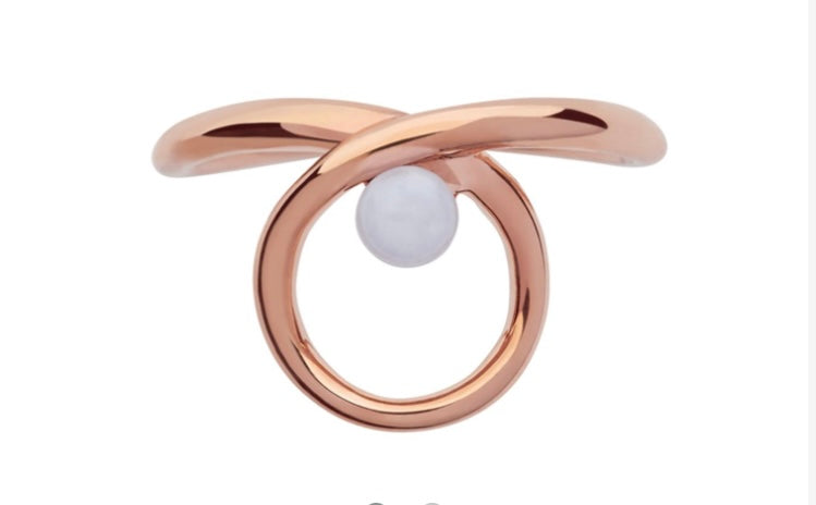 Links of London Serpentine 18kt Rose Gold Vermeil & Blue Lace Agate Gemstone Ring Size N