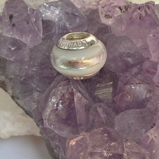 White and Silver Love Links Bead Brand Charm