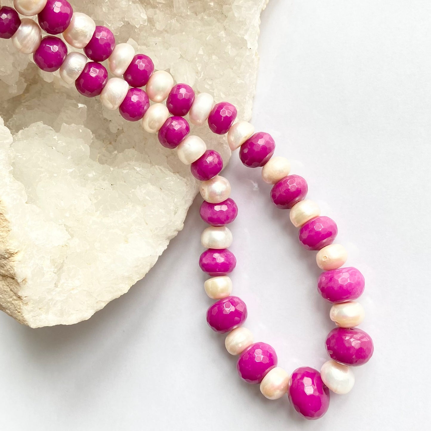Vintage 925 Glass and Cultivated Pearl Necklace