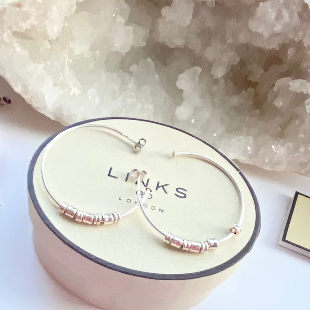 New Links of London Rare All Sorts Hoop Sterling Silver Earrings