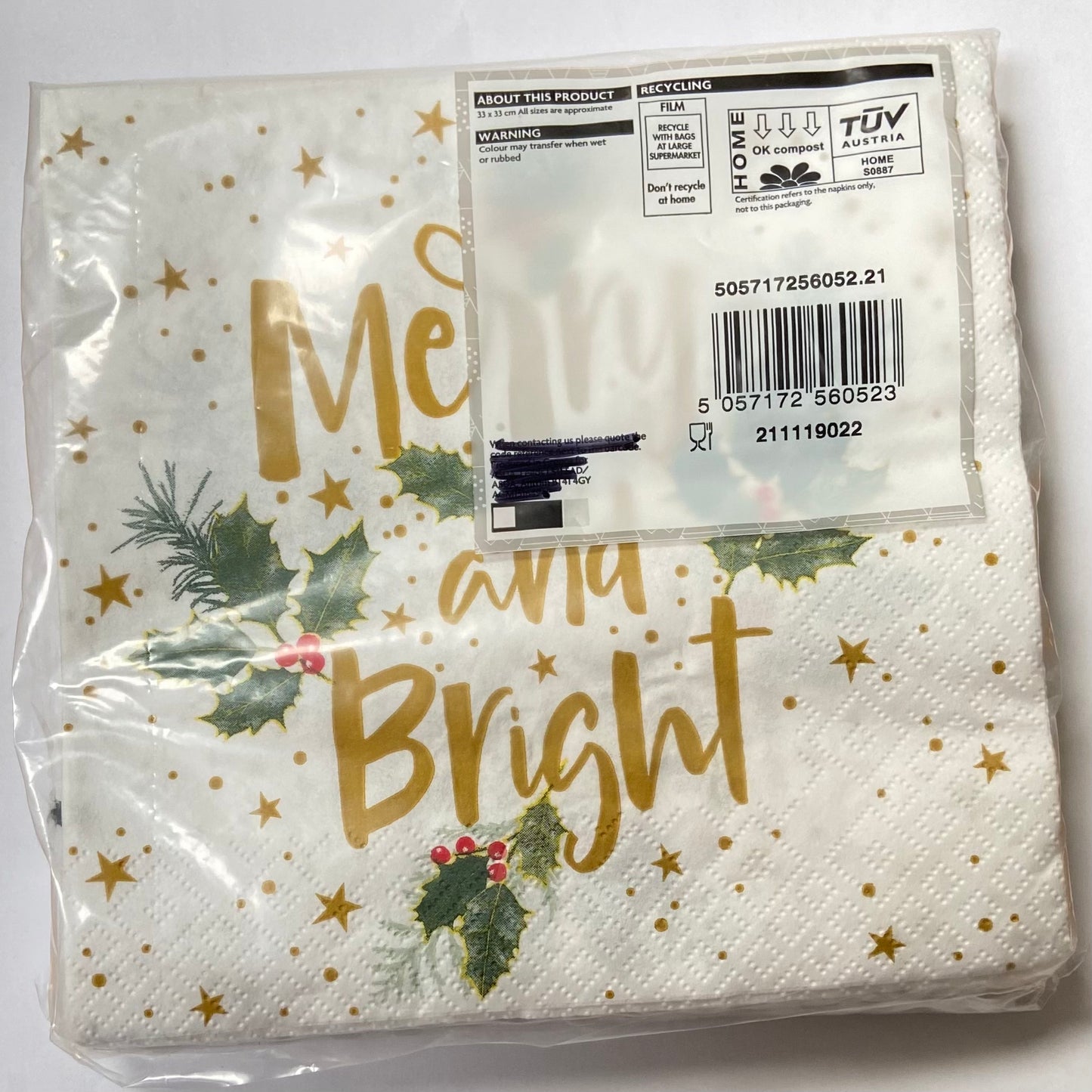 Merry and Bright Christmas Festive Napkins