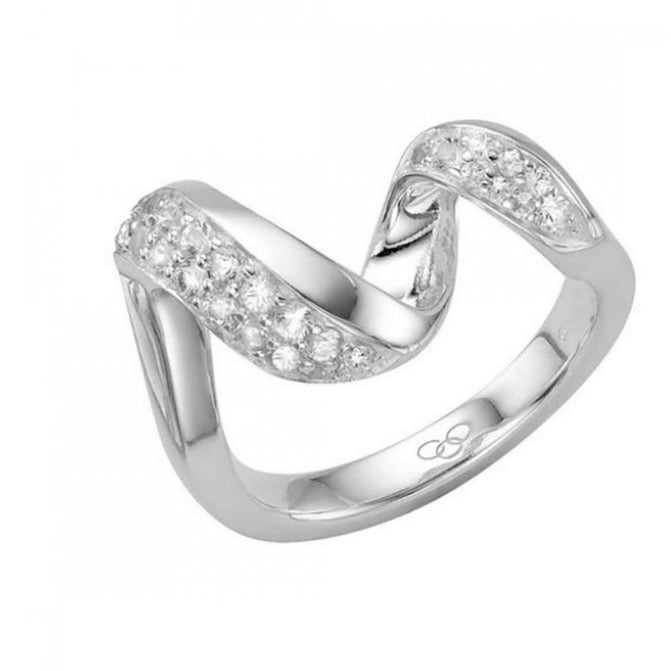 Links of London Silver Entwine white Sapphire Pave Ring