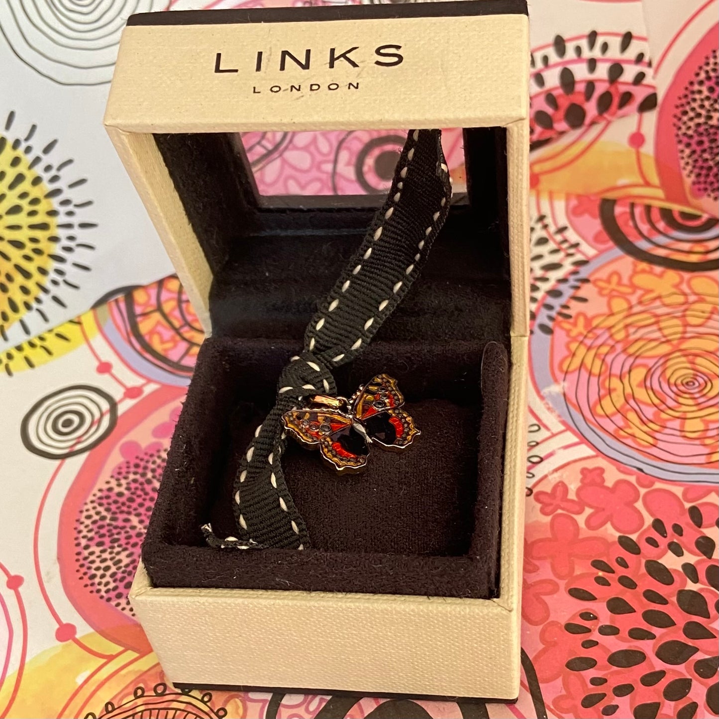 Link of London Enamelled Butterfly Charm Pendant.