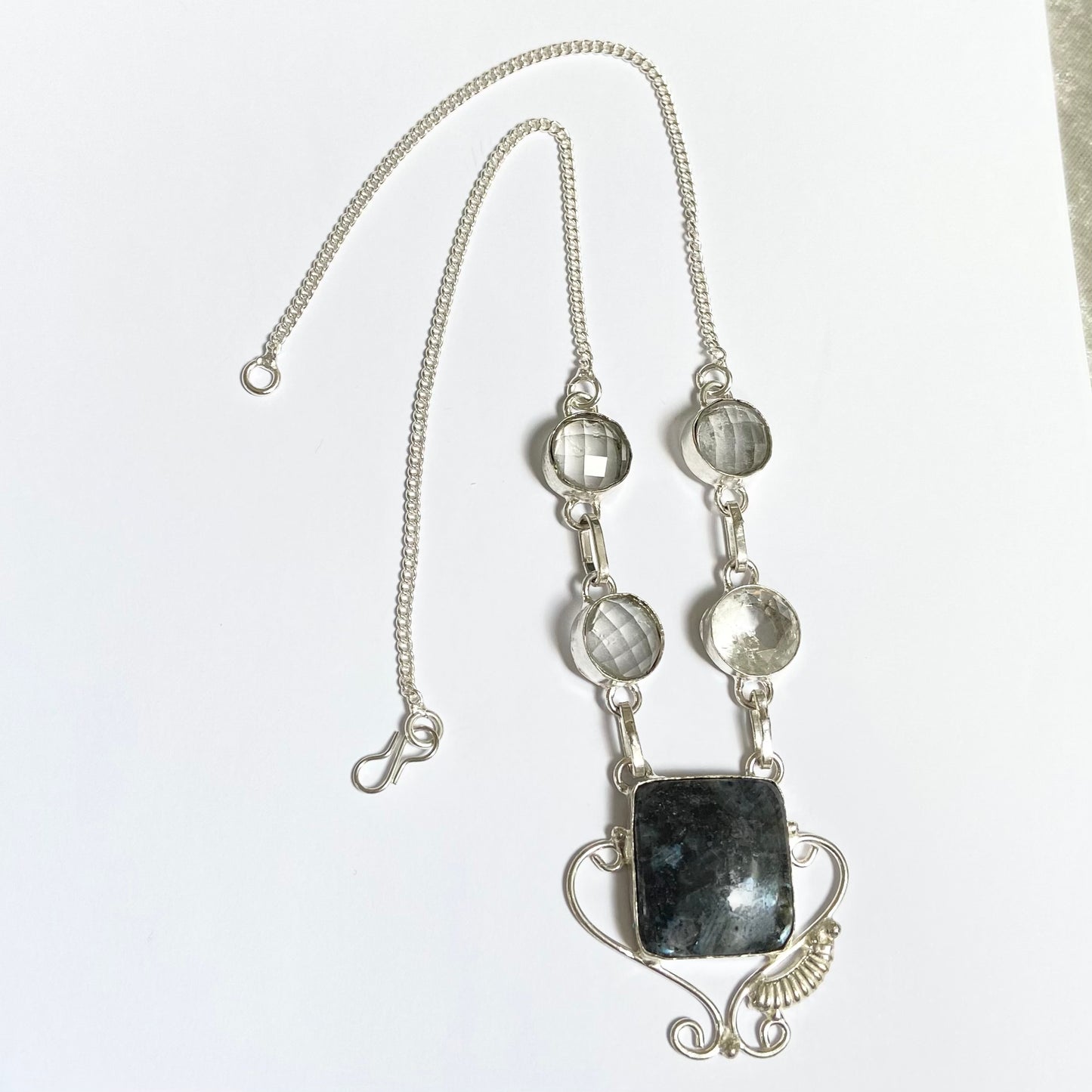 Mystic Merlinite and Clear Topaz Gemstone Necklace