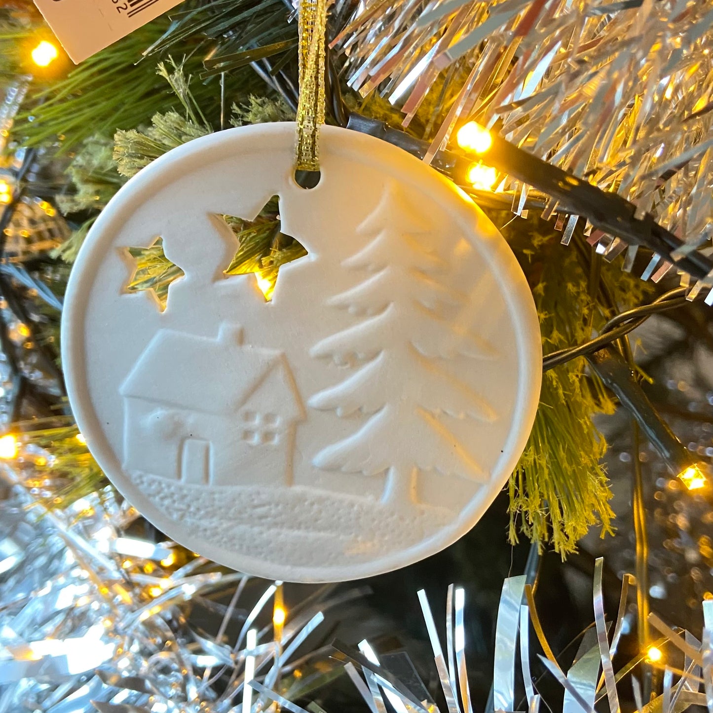 Ceramic Disk Festive, Christmas Ornament