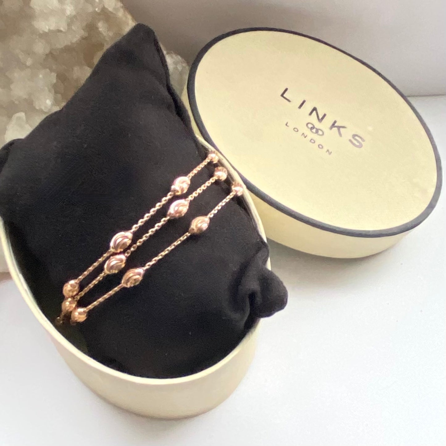 Links of London Rose Gold Plated Beaded Essentials Bracelet