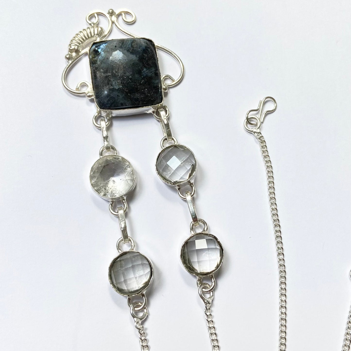 Mystic Merlinite and Clear Topaz Gemstone Necklace
