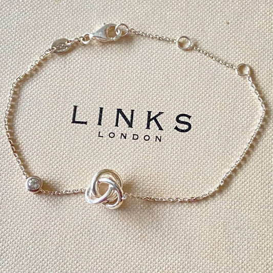New! Links of London Love Knot Bracelet with a Topaz Stone