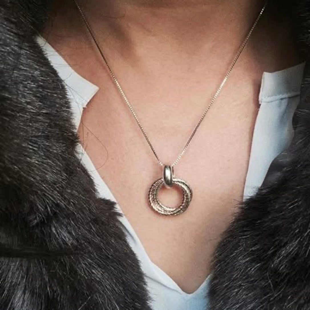 Links of London Sterling Silver 18Kt Gold Vermeil Aurora Bi-Metal Cluster Necklace