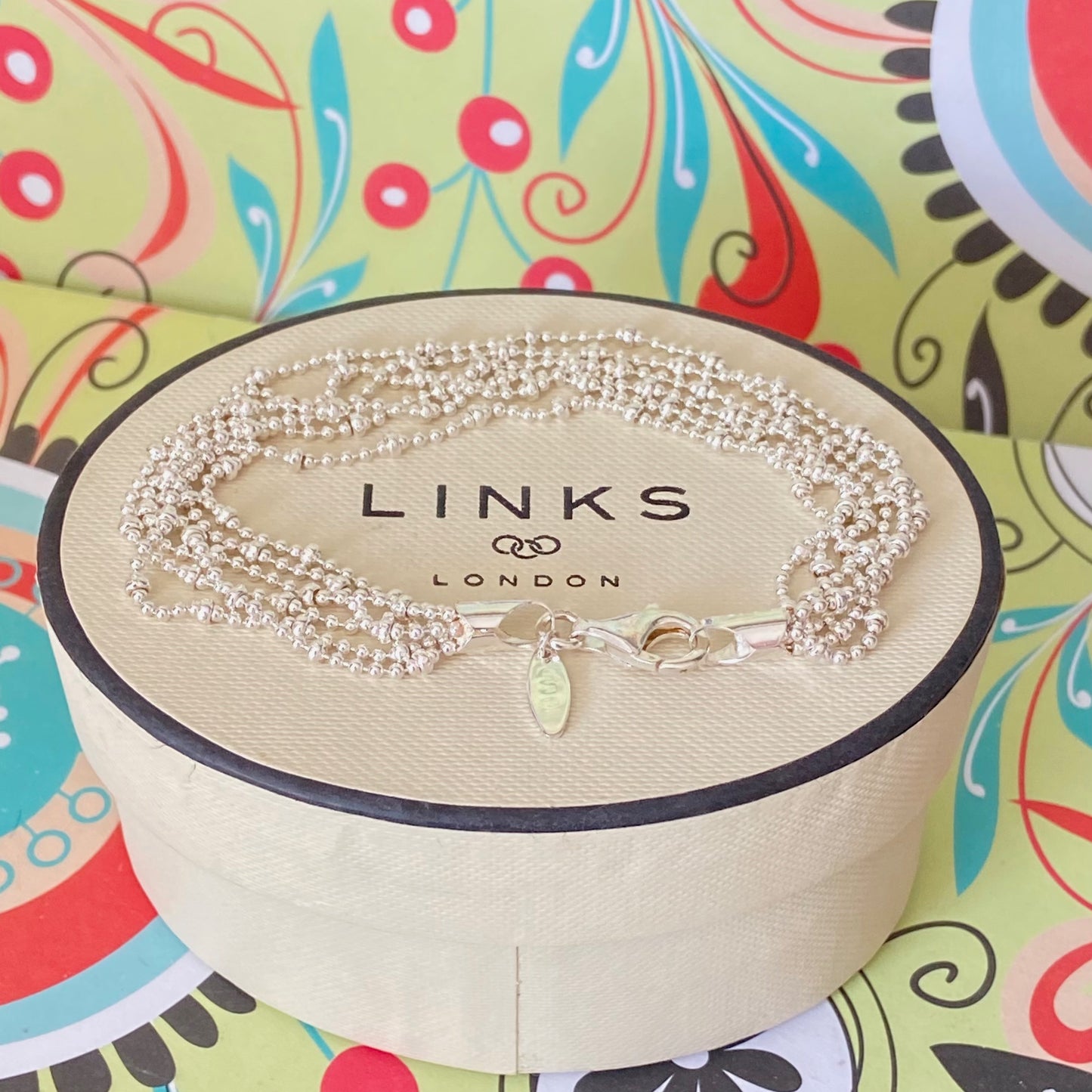 Beautiful Authentic Sterling Silver Links of London Multi-Strand Beaded Rain Dance Bracelet