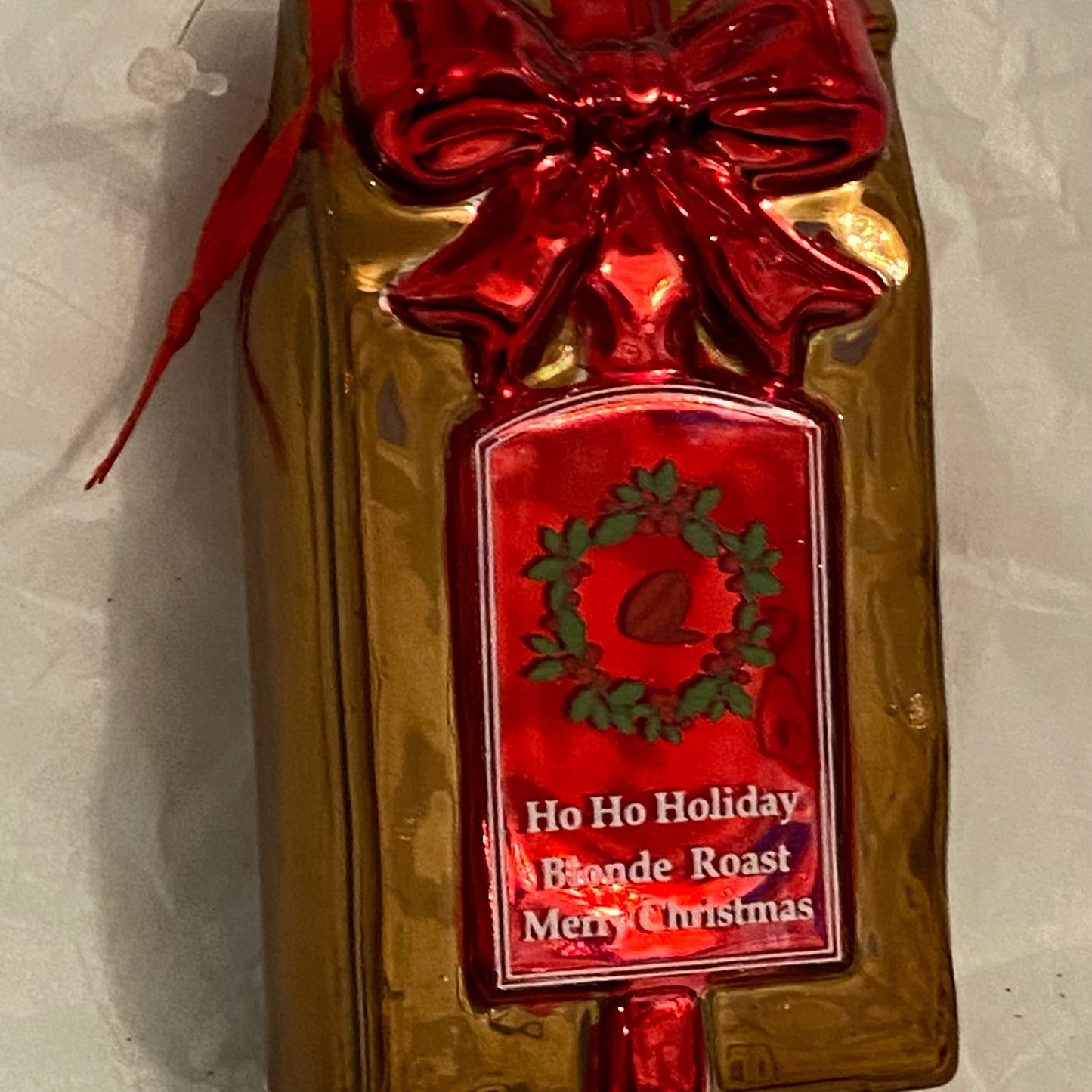 HO HO HOLIDAY BLONDE ROAST Merry Christmas Glass Ornament Decoration