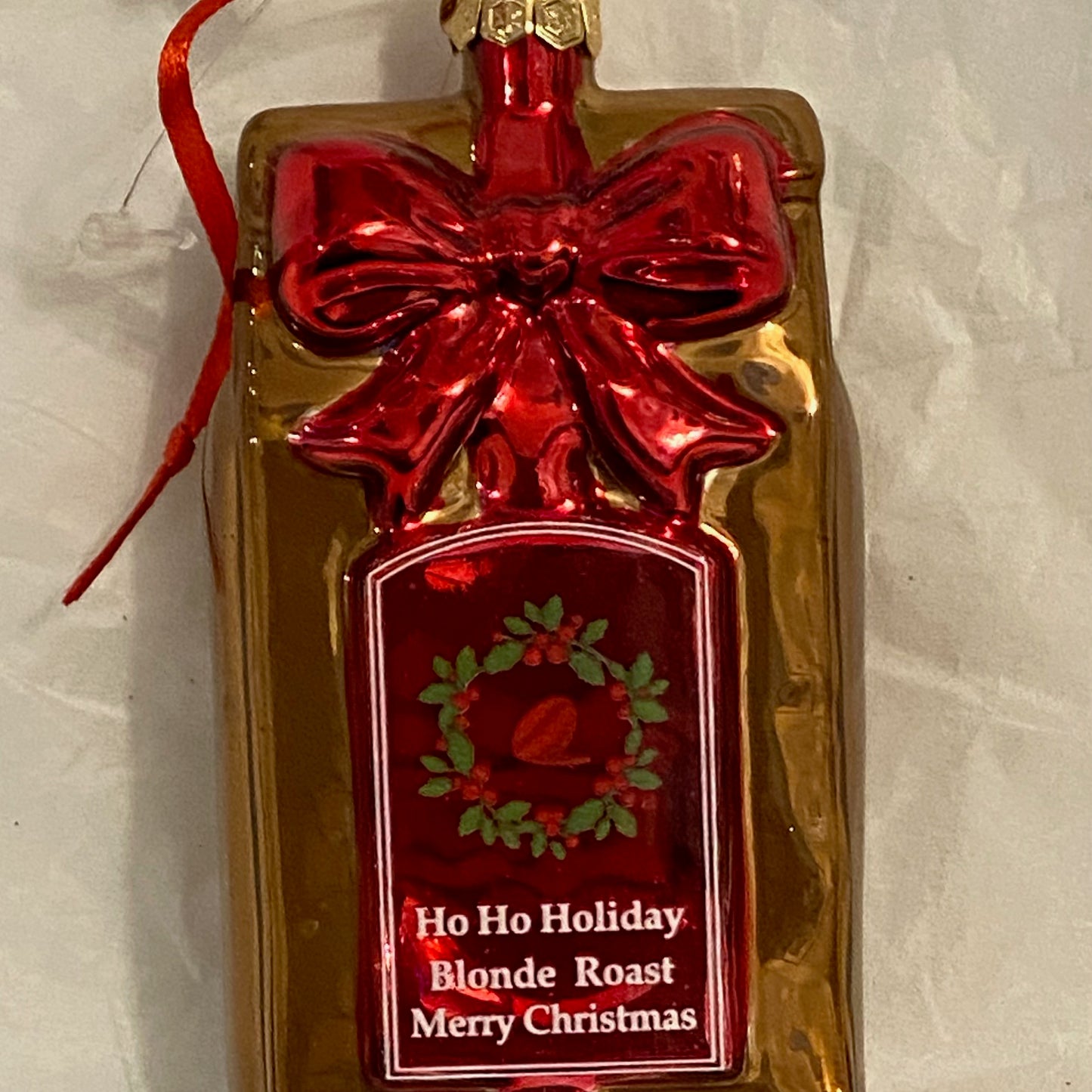 HO HO HOLIDAY BLONDE ROAST Merry Christmas Glass Ornament Decoration