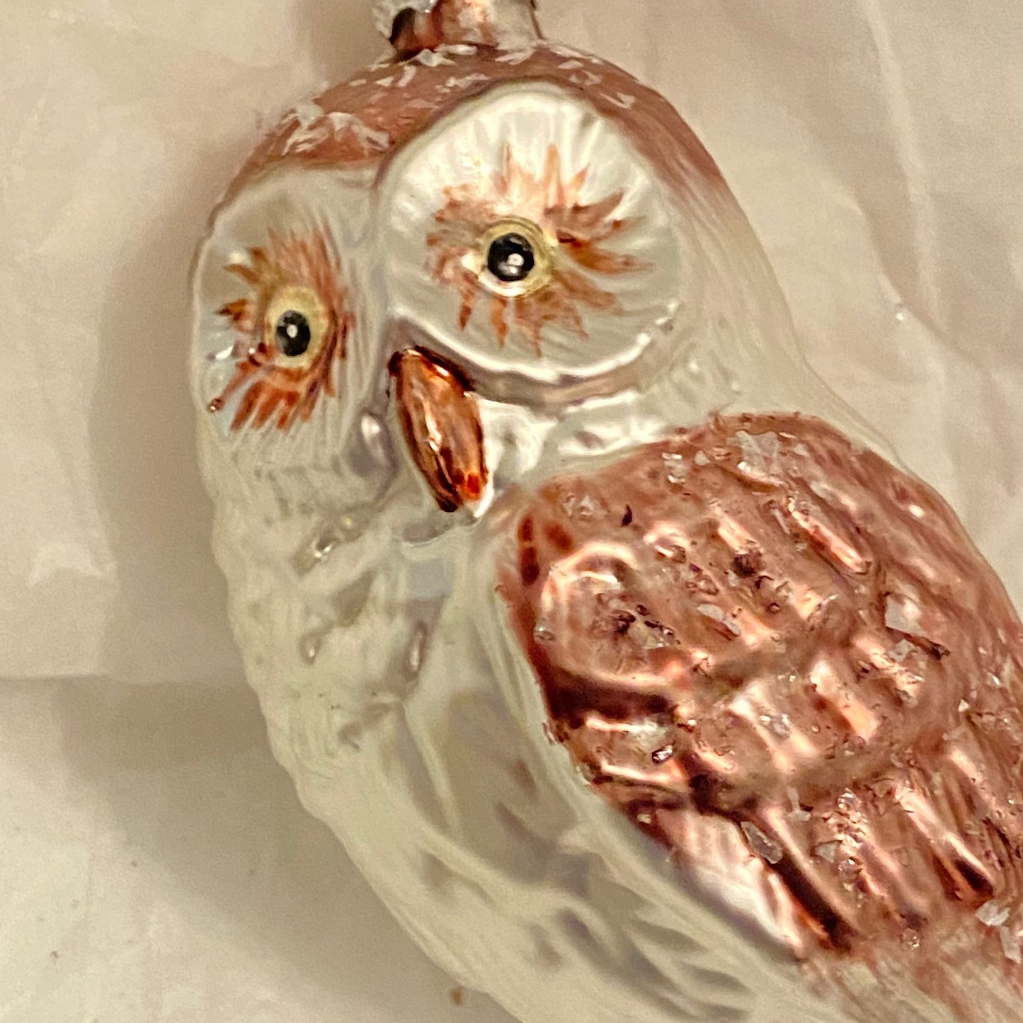 White Owl Design Glass Festive, Christmas Ornament