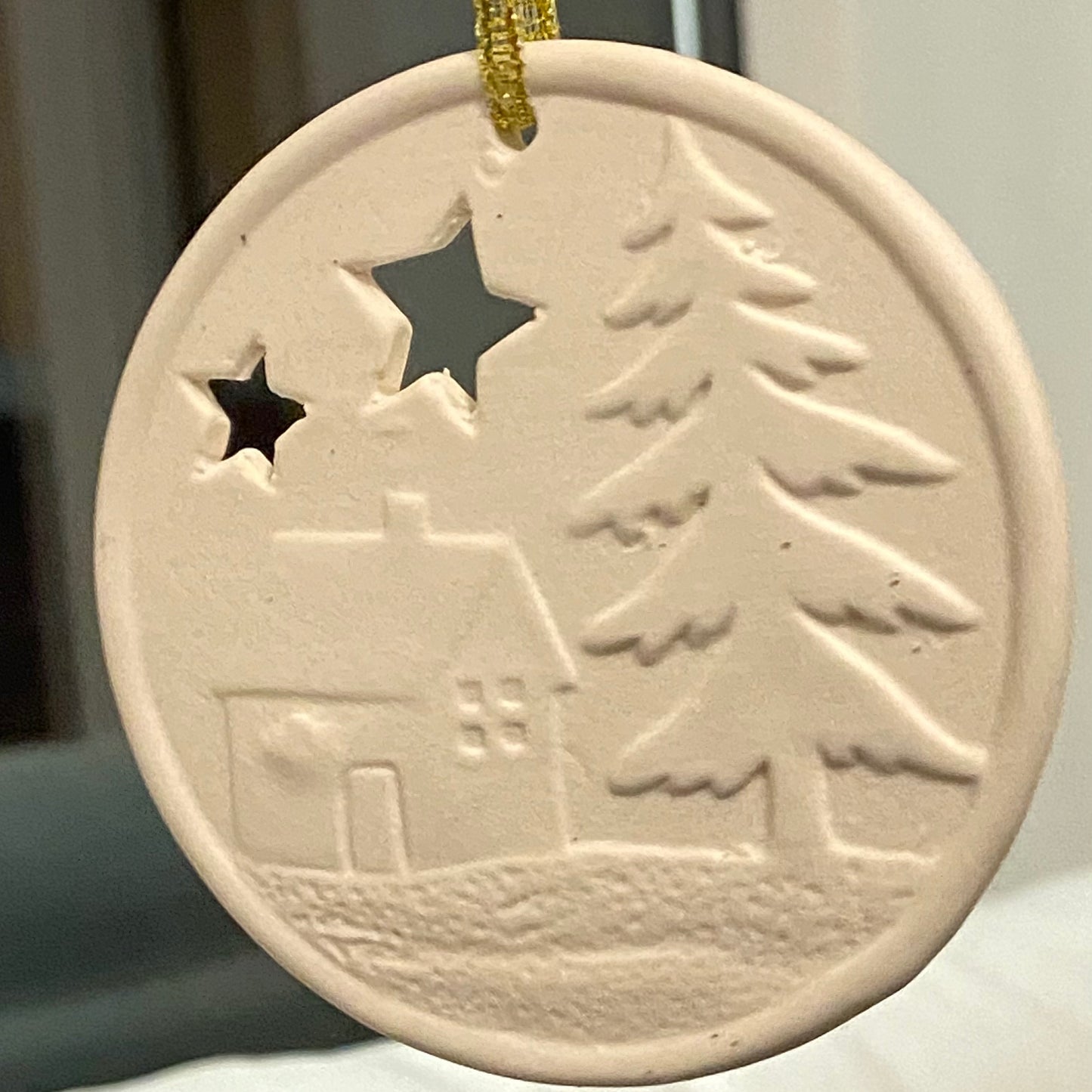 Ceramic Disk Festive, Christmas Ornament