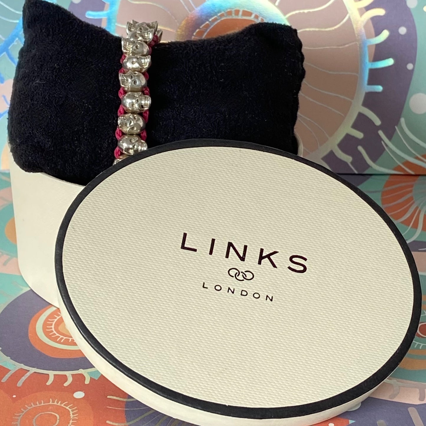 Links of London Pink Skull Friendship Bracelet