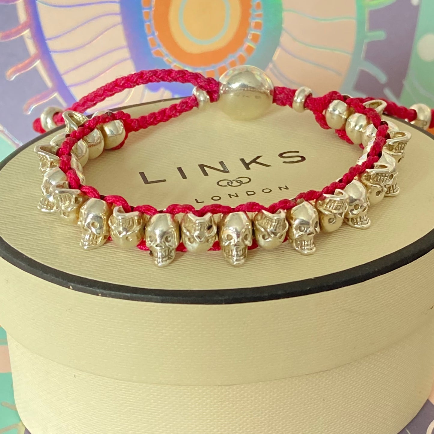Links of London Pink Skull Friendship Bracelet