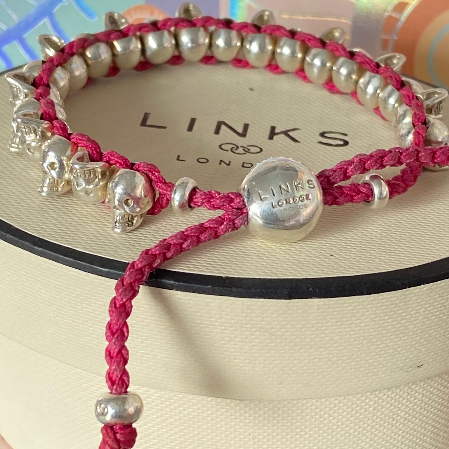 Links of London Pink Skull Friendship Bracelet