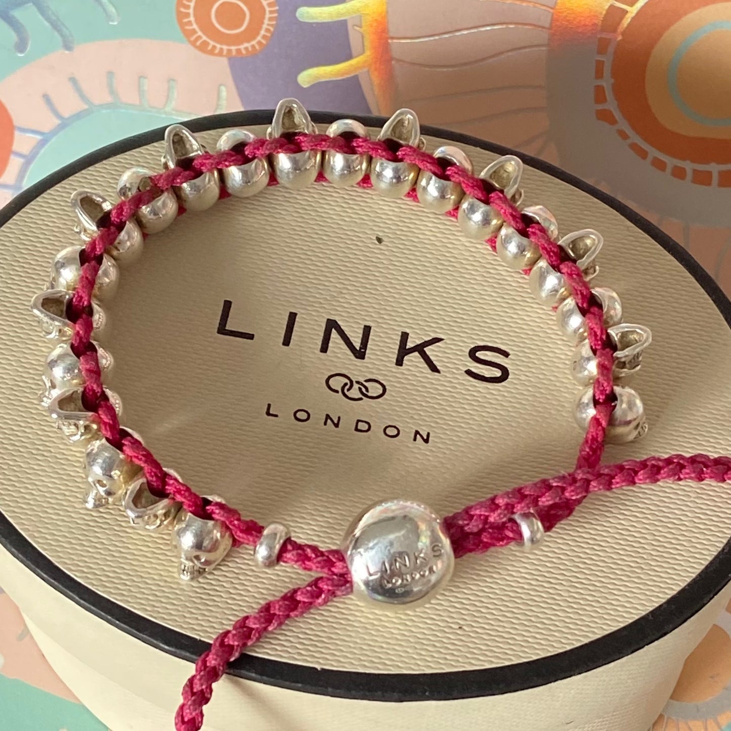 Links of London Pink Skull Friendship Bracelet
