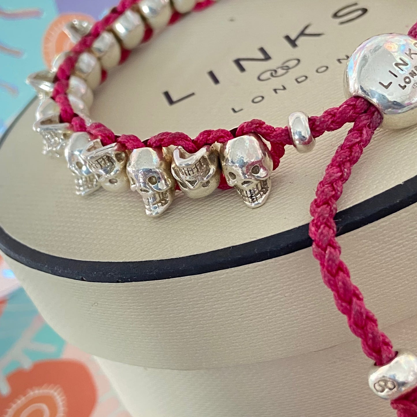 Links of London Pink Skull Friendship Bracelet