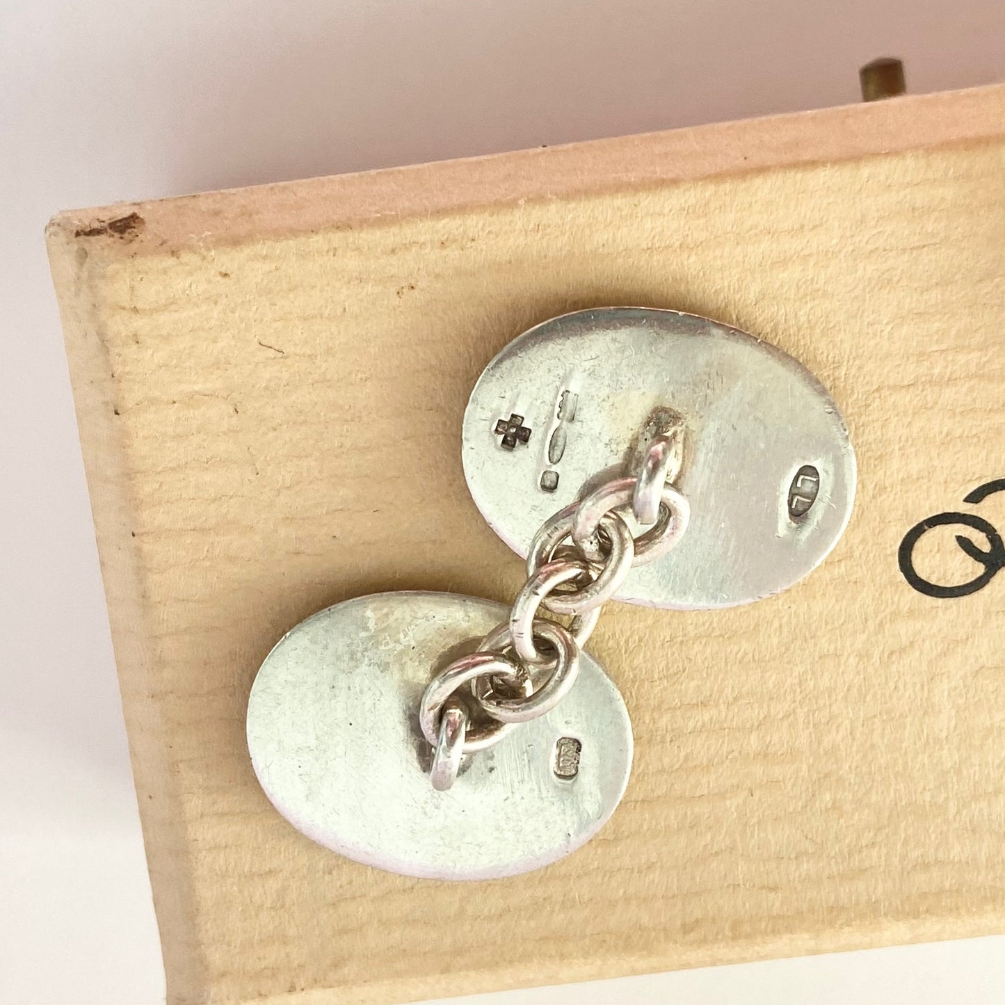 Sterling Silver Links of London Skull and Bones with black enamel Cufflinks