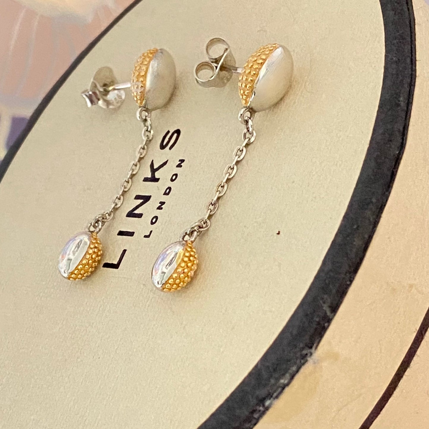 Links of London Sterling Silver and 18kt Gold Vermeil Masquerade drop Earrings New!