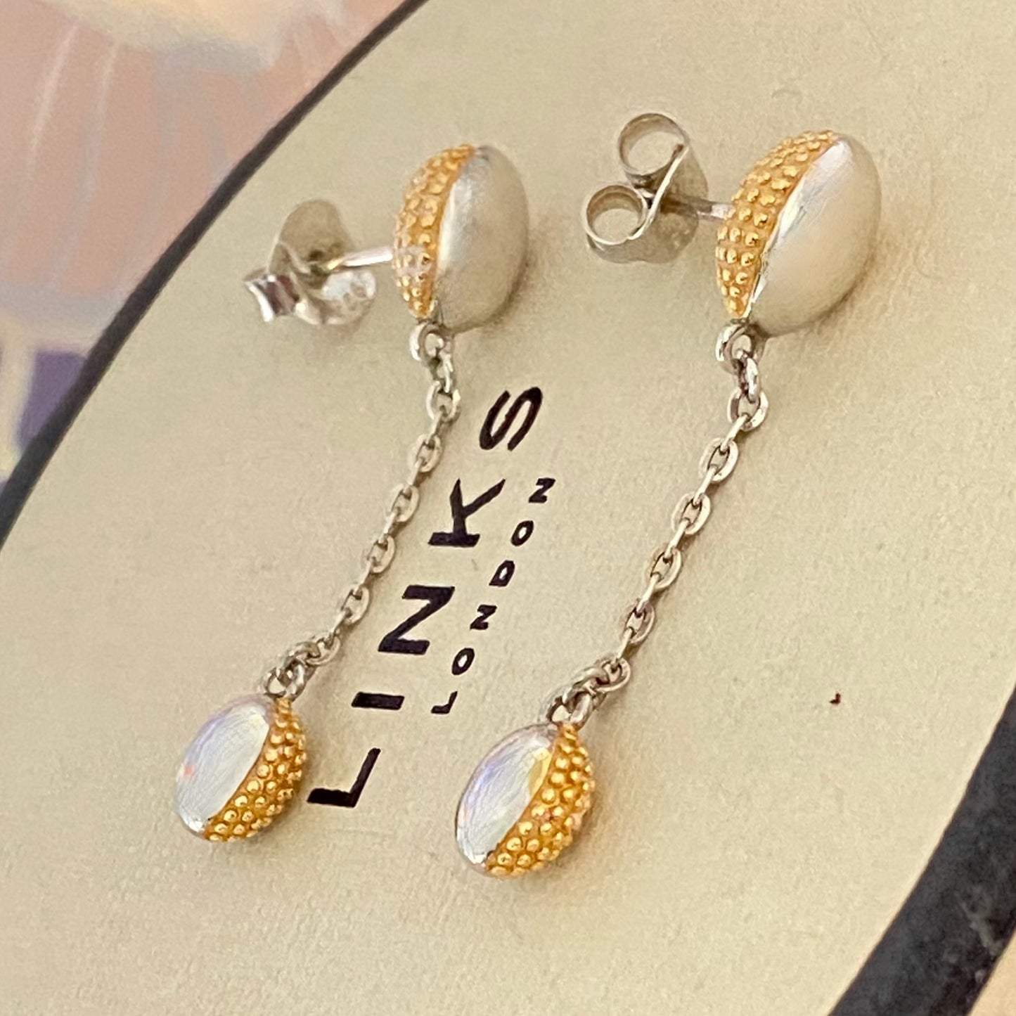 Links of London Sterling Silver and 18kt Gold Vermeil Masquerade drop Earrings New!