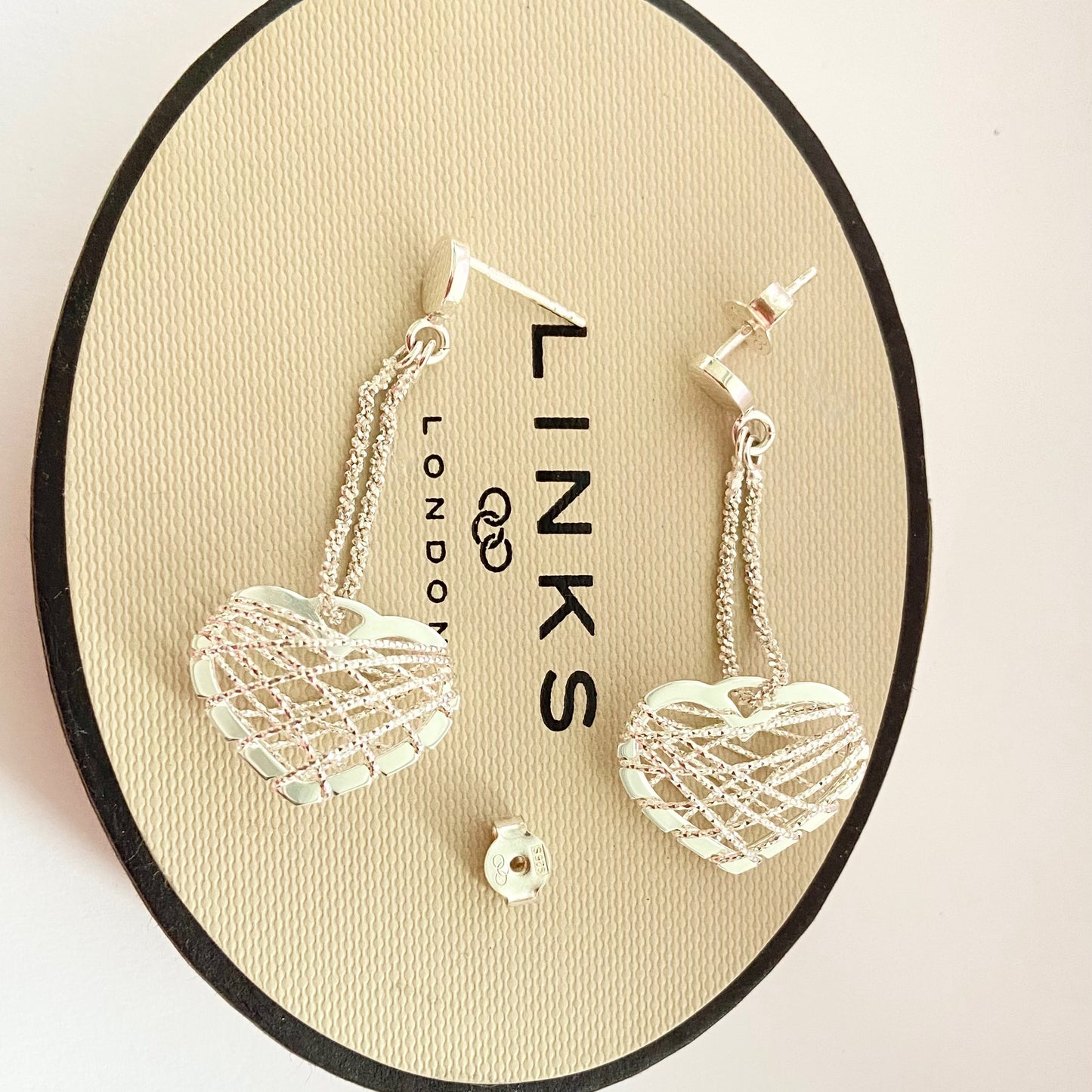 Authentic New Links of London Sterling Silver Dream Catcher Heart Earrings