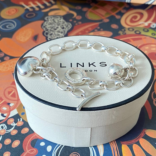 Links of London Larger Links T-Bar Bracelet with World Globe Charm