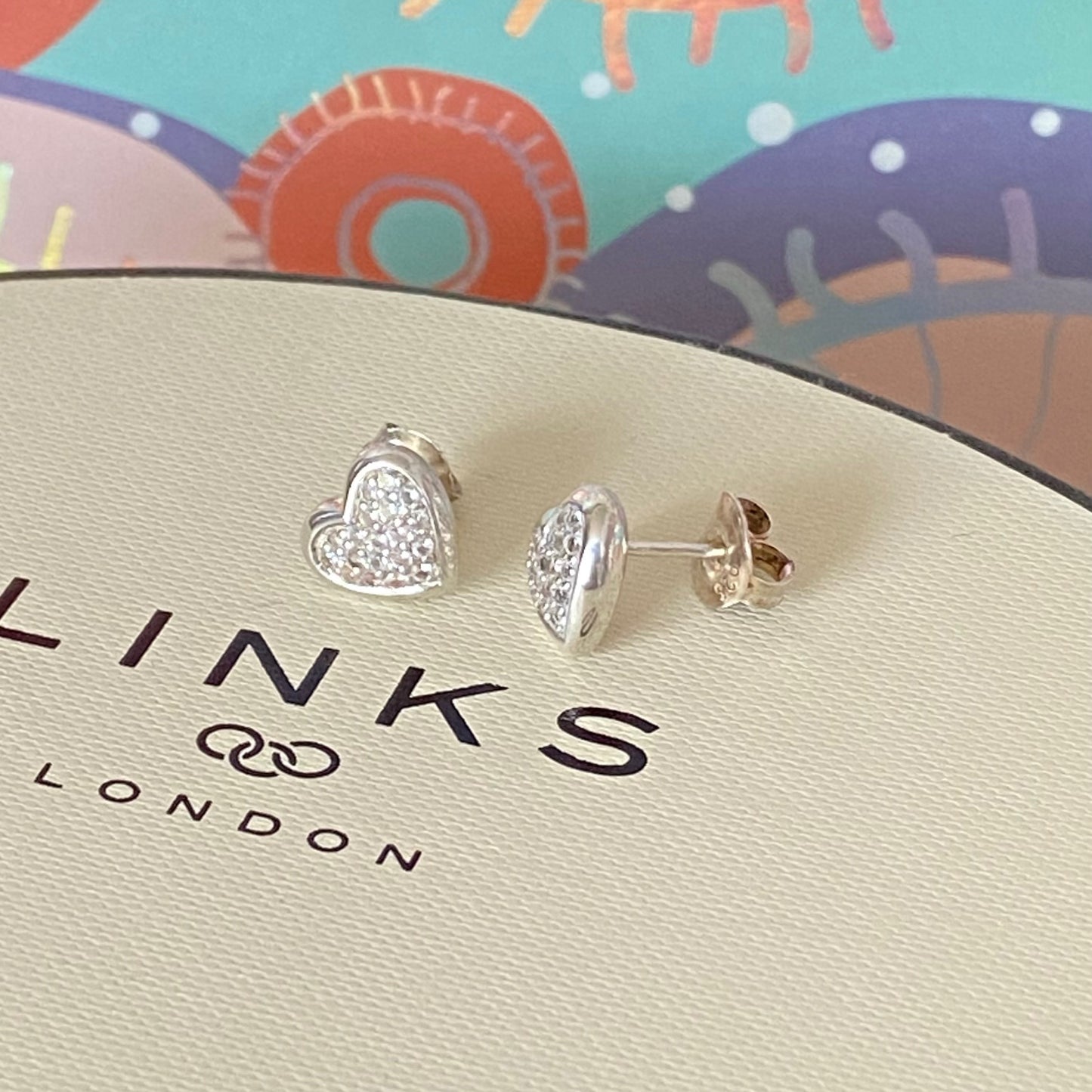 Links of London Sterling Silver Diamond Pave Stud Earrings