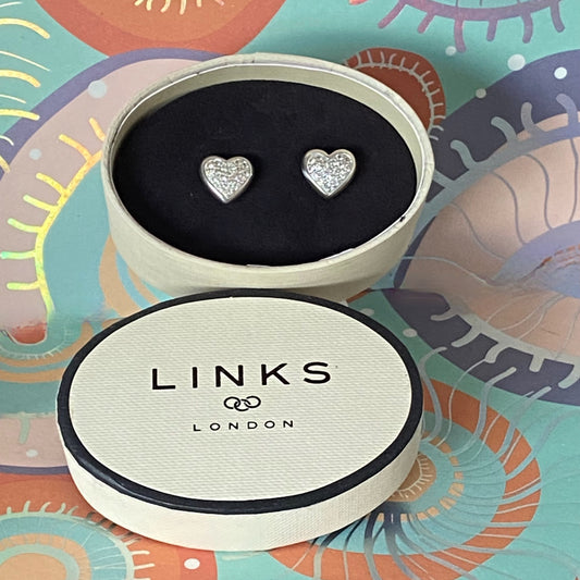 Links of London Sterling Silver Diamond Pave Stud Earrings