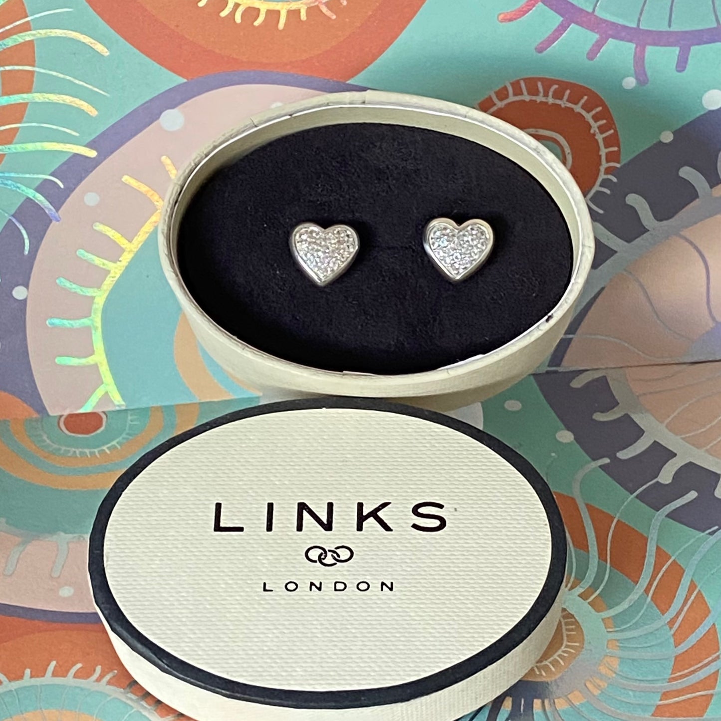 Links of London Sterling Silver Diamond Pave Stud Earrings