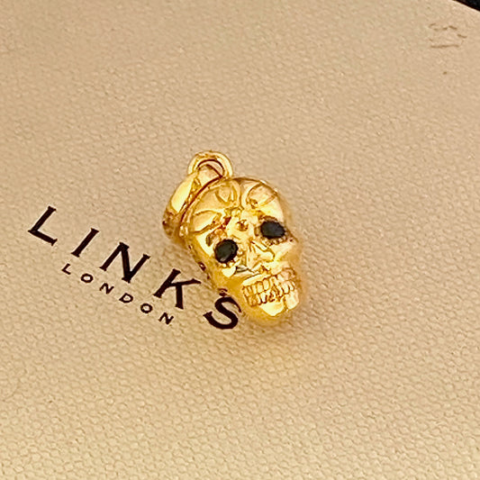 Links of London Halloween Black 18K Vermeil Skull Charm