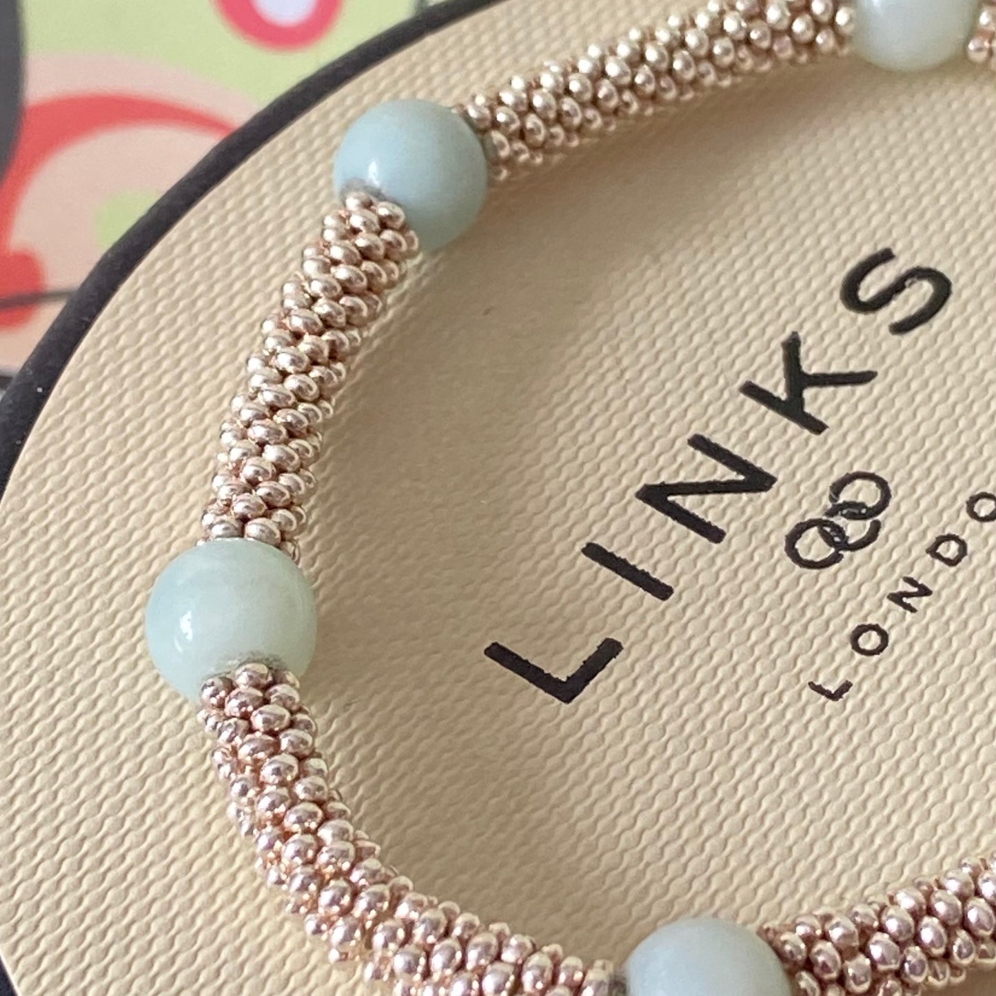 Links of London Authentic Sterling Silver Effervescence XS sweetie rings Bracelet with Amazonite - 17cm