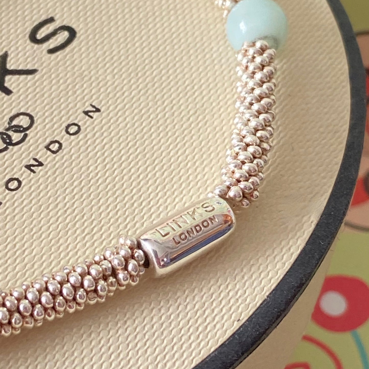 Links of London Authentic Sterling Silver Effervescence XS sweetie rings Bracelet with Amazonite - 17cm