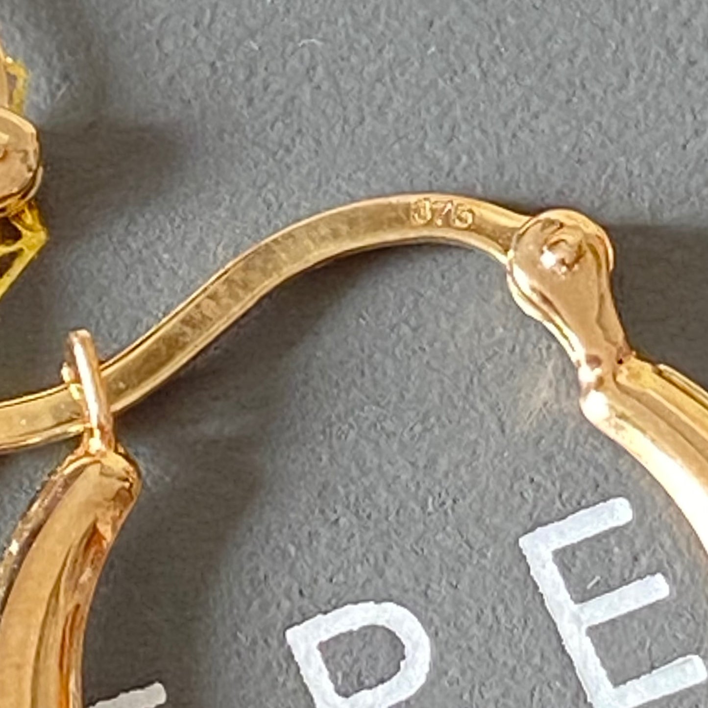 9ct Yellow Gold and Crystal Heart Creole Earrings