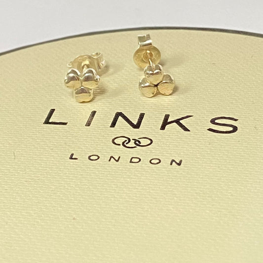 Sterling Silver Links of London Three Heart stud Earrings