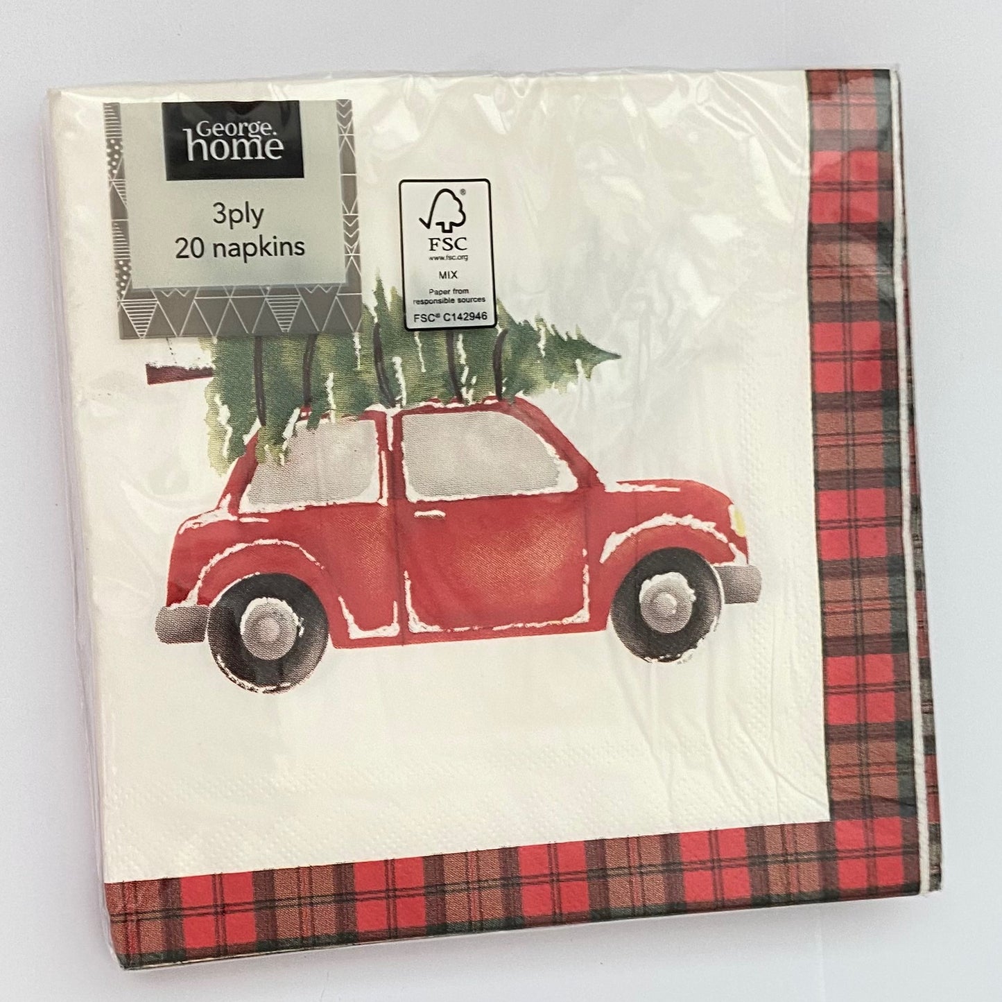 Car with a Christmas Tree Napkins 20 per pack, 3ply can be used for Decoupage